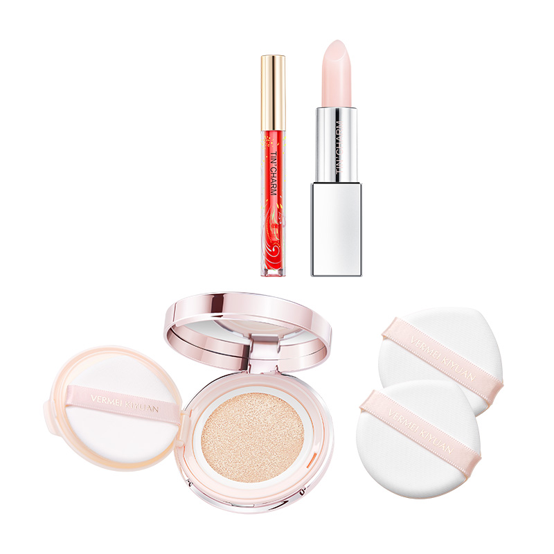 气垫粉底液（12g+12g替换芯）+唇膏3.2g+唇油（2ml/支）02+粉扑（2个装）【新春福利】